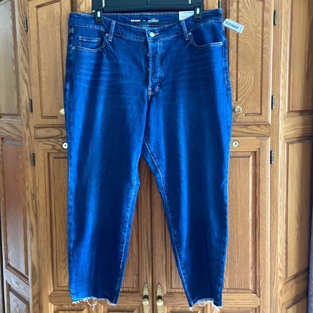 Old Navy High Rise O. G. Straight Ankle Fringe Buttonfly Jeans